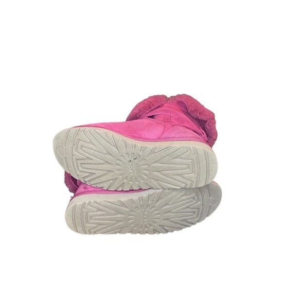 Ugg Pink Suede Sherling Lined Ankle Booties Size 7 - Picture 3 of 8